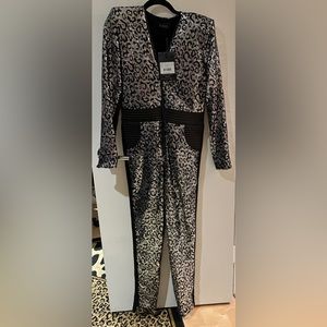 Zhivago Silver Sequin Leopard Catsuit